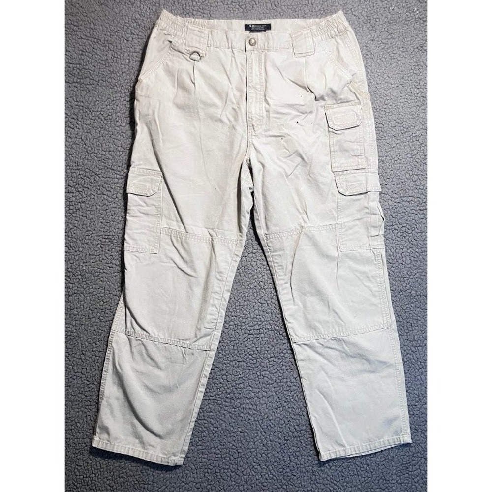 5.11 Tactical Mens 36x30 Cargo Pants Khaki Tan Cotton Canvas Work Trousers